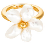 Front product shot of the Oroton Posy Ring in Gold/White and Brass Base With 18CT Gold Plating/ Fresh Water Pearl for Women