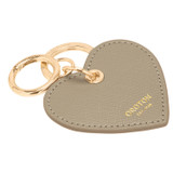 Oroton Inez Heart Keyring in Fawn and Saffiano Leather for Women
