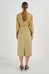 Oroton Tailored Midi Skirt in Rye and 100% Cotton for Women