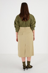 Oroton Tailored Midi Skirt in Rye and 100% Cotton for Women