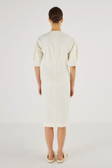 Oroton Long Line Utility Dress in Cream and 77% Cotton 23% Linen for Women