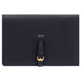 Front product shot of the Oroton Dylan Fold Over Crossbody in Dark Navy and Pebble Leather for Women