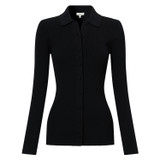 Oroton Long Sleeve Rib Cardi in Black and 77% Viscose 23 % Polyester for Women