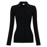 Front product shot of the Oroton Long Sleeve Rib Cardi in Black and 77% Viscose 23 % Polyester for Women