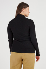 Oroton Long Sleeve Rib Cardi in Black and 77% Viscose 23 % Polyester for Women
