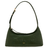 Front product shot of the Oroton Cinder Collectable Baguette in Dark Moss and Textured Leather for Women