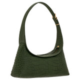 Back product shot of the Oroton Cinder Collectable Baguette in Dark Moss and Textured Leather for Women