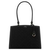 Oroton Lena Day Bag in Black/Black and Oroton Signature Recycled Jacquard Fabric. Smooth Leather for Women