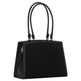 Oroton Lena Day Bag in Black/Black and Oroton Signature Recycled Jacquard Fabric. Smooth Leather for Women
