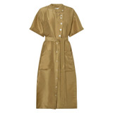 Front product shot of the Oroton Silk Shirt Dress in Tobacco and 100% Silk for Women