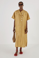 Oroton Silk Shirt Dress in Tobacco and 100% Silk for Women