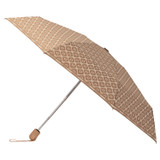 Front product shot of the Oroton Parker Small Umbrella in Dark Fawn/Cream and Printed Pongee Fabric for Women