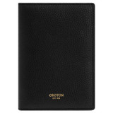 Front product shot of the Oroton Jemima Passport Sleeve in Black and Pebble Leather for Women