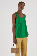 Oroton Fluid Satin Tank in Kelly Green and 80% Acetate, 20% Polyester for Women