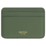 Front product shot of the Oroton Penny Card Holder in Shale Green and Smooth Leather for Women