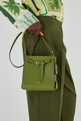 Oroton Margot Mini Bucket Bag in Ivy and Pebble Leather for Women
