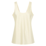 Front product shot of the Oroton Fluid Satin Tank in Vanilla Bean and 80% Acetate, 20% Polyester for Women