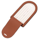 Back product shot of the Oroton Jemima Luggage Tag in Brandy and Pebble Leather for Women