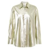 Front product shot of the Oroton Gold Overshirt in Gold and 80% Cotton 20% Polyester for Women