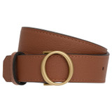 Front product shot of the Oroton Alexa Narrow Belt in Cognac and Nappa Leather for Women