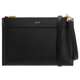 Oroton Harvey Double Zip Crossbody in Black and Smooth Leather for Women