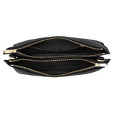 Internal product shot of the Oroton Harvey Double Zip Crossbody in Black and Smooth Leather for Women