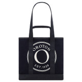 Front product shot of the Oroton Kane Small Shopper Tote in Navy and Recycled Canvas for Women
