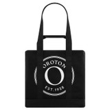 Front product shot of the Oroton Kane Small Shopper Tote in Black and Recycled Canvas for Women