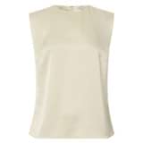 Front product shot of the Oroton Fluid Satin Shell Top in Vanilla Bean and 80% Acetate, 20% Polyester for Women