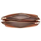 Internal product shot of the Oroton Harvey Double Zip Crossbody in Cognac and Smooth Leather for Women
