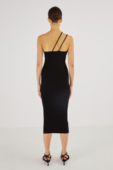 Oroton Strap Detail Knit Dress in Black and 77% Viscose 23 % Polyester for Women