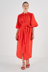 Oroton Poplin Shirt Dress in Poppy and 100% Cotton for Women