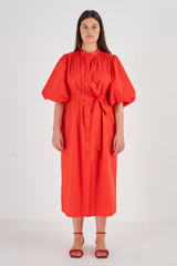 Oroton Poplin Shirt Dress in Poppy and 100% Cotton for Women