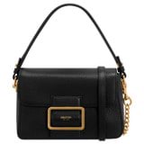 Front product shot of the Oroton Astrid Crossbody in Black and Pebble Leather for Women