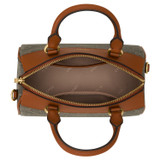 Internal product shot of the Oroton Harvey Signature Mini Barrel Bag in Black/Cognac and  for Women