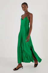 Oroton Fluid Satin Slip Dress in Kelly Green and 80% Acetate, 20% Polyester for Women