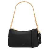 Front product shot of the Oroton Asha Baguette Crossbody in Black and Pebble Leather for Women