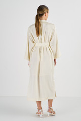 Oroton Embellished Tunic Dress in Vanilla Bean and 93% Silk 7% Spandex for Women
