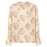 Front product shot of the Oroton Spaced Floral Blouse in Cream and 100% Silk for Women