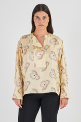 Oroton Spaced Floral Blouse in Cream and 100% Silk for Women