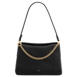 Front product shot of the Oroton Asha Medium Hobo in Black and Pebble Leather for Women