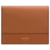 Oroton Harvey Small Wallet in Cognac and Oroton Logo Printed Coated Canvas. Smooth Leather Trims for Women