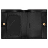 Oroton Harvey Small Wallet in Black and Oroton Logo Printed Coated Canvas. Smooth Leather Trims for Women