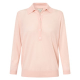 Oroton Merino 3/4 Sleeve Polo in Iced Pink and 100% Merino Wool for Women