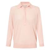 Front product shot of the Oroton Merino 3/4 Sleeve Polo in Iced Pink and 100% Merino Wool for Women