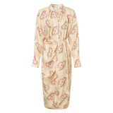 Front product shot of the Oroton Spaced Floral Print Dress in Cream and 100% Silk for Women