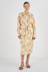 Oroton Spaced Floral Print Dress in Cream and 100% Silk for Women
