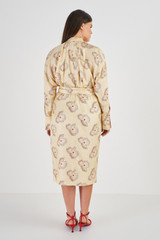 Oroton Spaced Floral Print Dress in Cream and 100% Silk for Women