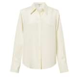 Front product shot of the Oroton Slim Fit Silk Shirt in Vanilla Bean and 93% Silk 7% Spandex for Women