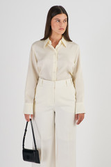 Oroton Slim Fit Silk Shirt in Vanilla Bean and 93% Silk 7% Spandex for Women